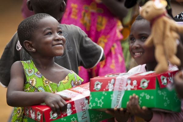 Children receiving gifts