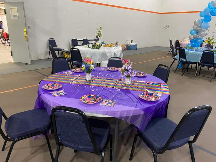 A beautiful purple themed table